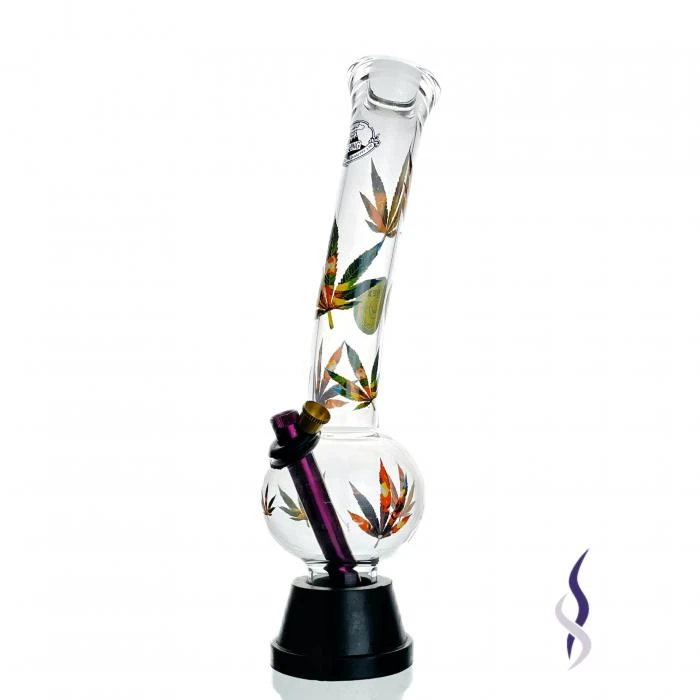 Agung Coloured Leaf Glass Bong 32cm 3 Agung Coloured Leaf Glass Bong 32cm