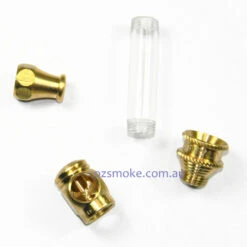 Agung 1608 Brass See Through Metal Acrylic Pipe 6cm -Glass Smoke Store A1608 PIPE SMALL BRASS SEETHROUGH detail 1