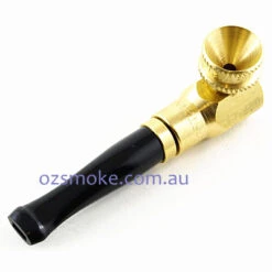 Agung Black And Brass Dry Pipe -Glass Smoke Store A1616 mouth piece pipe