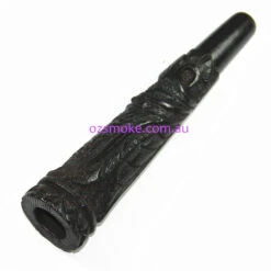 Chillum Agung 1658 Carved Ebony Wooden Pipe 15cm