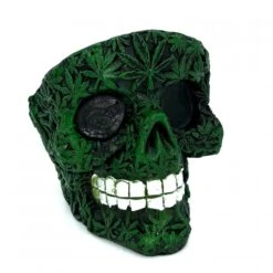 Resin Green Weed Skull Ashtray -Glass Smoke Store AT04 Resin Weed Skull Ashtrays Green 2