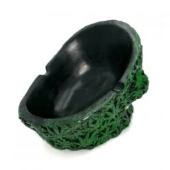 Resin Green Weed Skull Ashtray -Glass Smoke Store AT04 Resin Weed Skull Ashtrays Green 4