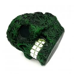 Resin Green Weed Skull Ashtray -Glass Smoke Store AT04 Resin Weed Skull Ashtrays Green 5