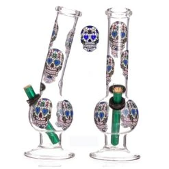 MWP Medium Bent Bubble Candy Skull Glass Bong 28cm