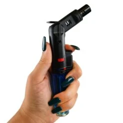 Stand Up Adjustable Head Blow Jet Lighter Transparent Body 19cm -Glass Smoke Store C9253 standup adjustable head blow torch jet lighter transparent color body hand