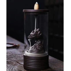 Clay Chinese Dragon Decor Backflow Incense Burner