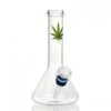MWP Small Glass Beaker Bong With Leaf 13cm