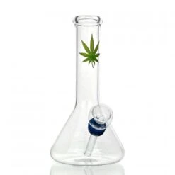 MWP Small Glass Beaker Bong With Leaf 13cm