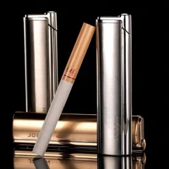 JOBON Windproof Hidden Flame Jet Lighter Silver -Glass Smoke Store Gla17 jobon wind proof eletronical ignition refillable gas lighter cig 1