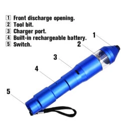 HORNET Electric USB AUTOMATIC Herb Grinder Pen Blue -Glass Smoke Store Hornet Rechargeable electronical grinder detail blue