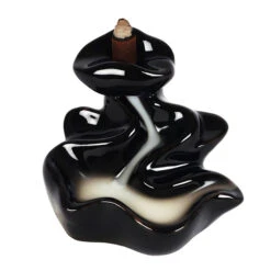 Handcrafted Black River Ceramic Backflow Incense Burner