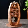 Handcrafted Waterfall Ceramic Incense Burner Brown