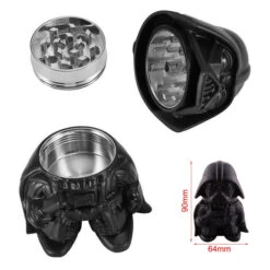 Star Wars Darth Vader Herb Grinder 9cm X 6cm 6 Star Wars Darth Vader Herb Grinder 9cm X 6cm -Glass Smoke Store M101 darth vader 8.5cm herb grinder2