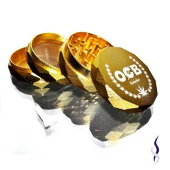OCB Laser Cut Golden Metal Large Grinder 4 Pieces