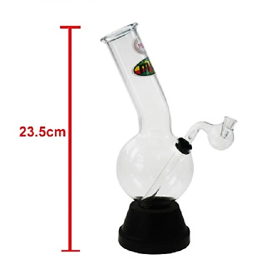 Medium Glass Bent Bubble Water Pipe With Glass Pipe 24cm G107P 3 Medium Glass Bent Bubble Water Pipe With Glass Pipe 24cm G107P