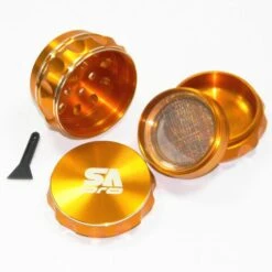 Stone Age Pro 4Piece Laser Cut Aluminium Grinder Gold -Glass Smoke Store TM035 stone age pro 4pieces laser cut metal grinder gold detail