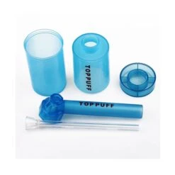 Top Puff Water Pipe Screw On Bottle Converter With Bottle -Glass Smoke Store Top puff blue details