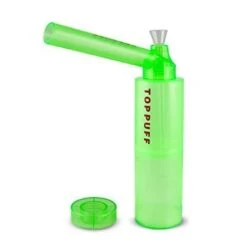 Top Puff Water Pipe Screw On Bottle Converter With Bottle -Glass Smoke Store Top puff green