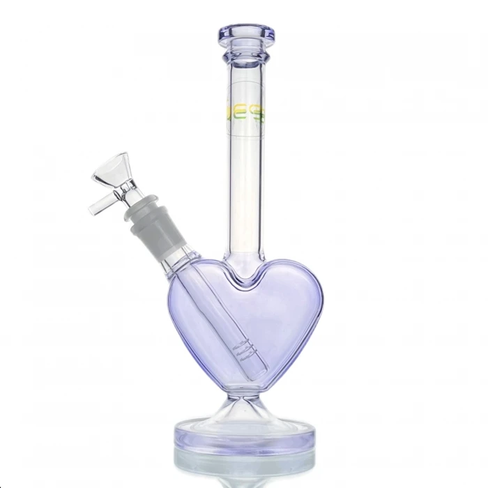 Purple Love Heart WEGE Full Glass Bong 24cm 3 Purple Love Heart WEGE Full Glass Bong 24cm