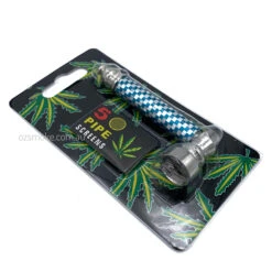 Chrome Coated Zinc Alloy Dry Pipe Blue With 5 Mesh Screens -Glass Smoke Store Zinc alloy dry pipe 5mesh screens blue package