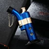 Jobon Chain Lid Window Metal Standing Jet Lighter Gift Box Blue
