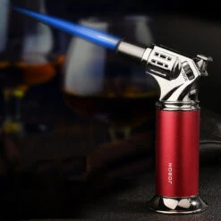 Jobon GLA25 Standing Jet Torch Lighter Red -Glass Smoke Store gla25 jobon standing jet torch lighter flame 1