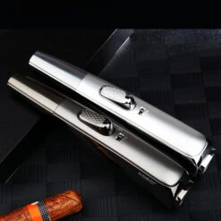Jobon Rifle Shape Extra Long Jet Lighter GLA26 Gun Grey 20cm -Glass Smoke Store gla26 jobon gift lighter twin