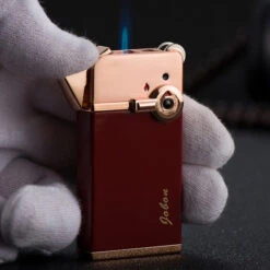 JOBON Dual Jet And Normal Flames Gift Lighter Faint Gold -Glass Smoke Store gla30 jobon dual flame lighter jet flame