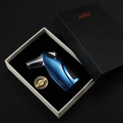 Jobon Triple Flames Impressive Metal Jet Lighter Gift Box Blue -Glass Smoke Store gla35 jobon triple flame jet lighter gift box blue box
