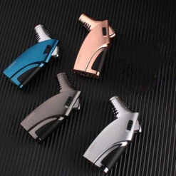 Jobon Triple Flames Impressive Metal Jet Lighter Gift Box Blue -Glass Smoke Store gla35 jobon triple flame jet lighter gift box four colors