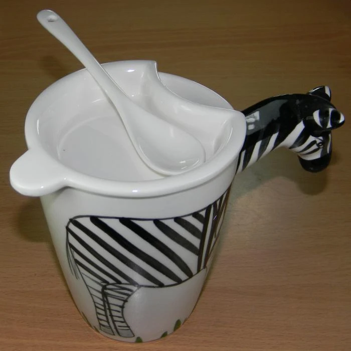 Hand Paint 3D Coffee Tea Mug Zebra With Lid Spoon 4 Hand Paint 3D Coffee Tea Mug Zebra With Lid Spoon - Image 2