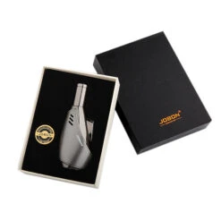 Jobon Vertical Egg Shape Jet Lighter Gift Box Silver -Glass Smoke Store jobon gla20 egg shape jet lighter gift box 1