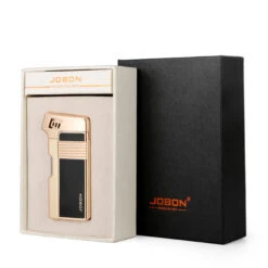 JOBON LIG74C Gas Lighter With Pipe Tools Gold -Glass Smoke Store jobon lig74 gold box