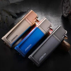 Jobon Flint Lit Twin Flames Gift Jet Lighter Gold -Glass Smoke Store jobon gla31 3colors 1