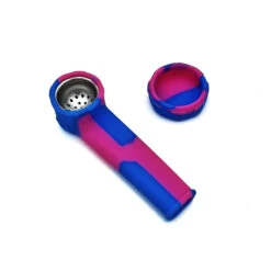 Karmas Silicone Hand Smoking Pipe Blue Pink