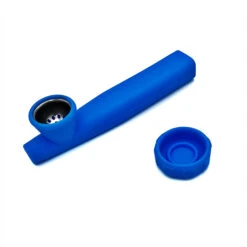 Kazili Silicone Hand Smoking Pipe Blue -Glass Smoke Store kazili silicone pipe blue open