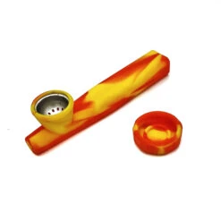 Kazili Silicone Hand Smoking Pipe Yellow Orange -Glass Smoke Store kazili silicone pipe orange yellow open