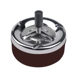 Push Down Stainless Steel Modern Tabletop Cigarette Ashtray With Spinning Tray