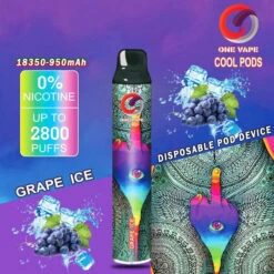 One Vape Disposable Cool Pods Vaper 2800 Puffs Grape Ice