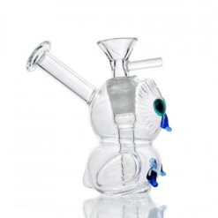 Owl Dual Usage Full Glass Water Pipe Bong Blue Eyes 12cm -Glass Smoke Store owl blue eyes 3