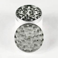 Noctilucent Laser Cut Zinc Grinder Glow In Dark 50mm White -Glass Smoke Store ozg5040 Noctilucent 4piece metal grinder glow in dark white4