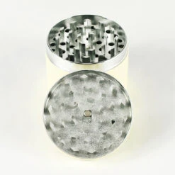 Noctilucent Laser Cut Zinc Grinder Glow In Dark 50mm Yellow -Glass Smoke Store ozg5040 Noctilucent 4piece metal grinder glow in dark yellow4