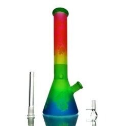 OZS Multicolour Full Thick Glass Large Bong 38cm With Ice Catcher