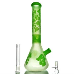OZS Green Full Thick Glass Large Bong 38cm With Ice Catcher