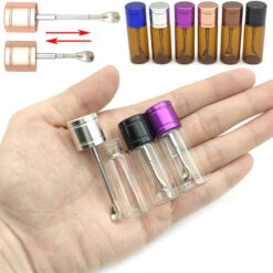 Small Glass Pill Jar With Extendable Spoon Lid -Glass Smoke Store safe58 small glass pill jar2