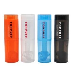 Top Puff Water Pipe Screw On Bottle Converter With Bottle -Glass Smoke Store top puff plastic acrylic portable water bottle converter with glass rig 4colors